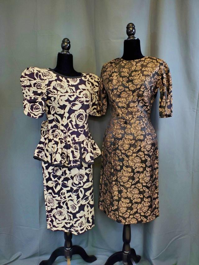 2 Vintage Black Floral Dresses 1970-80 (1 of 18)