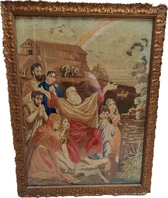 Antique Framed Needlework Noah's Ark (1 of 10)