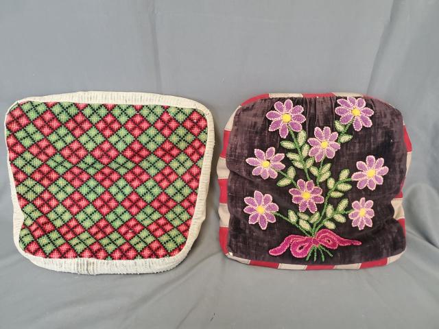 2 Antique Needlework Seat Cushions (1 of 6)