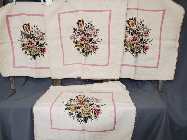 Set of 4  Vintage Needlepoint Seat Cover Facings (1 of 5)