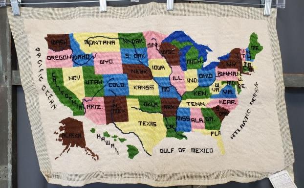 Vintage Needlepoint US Map (1 of 6)