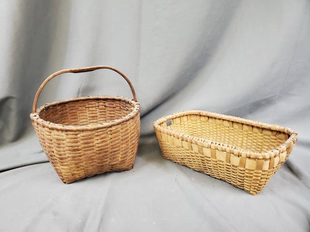 2 Antique Baskets - Cats Head & Rectangular (1 of 12)