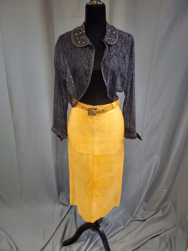 Vintage Pucci Leather Skirt Black with Lace Jacket (1 of 15)
