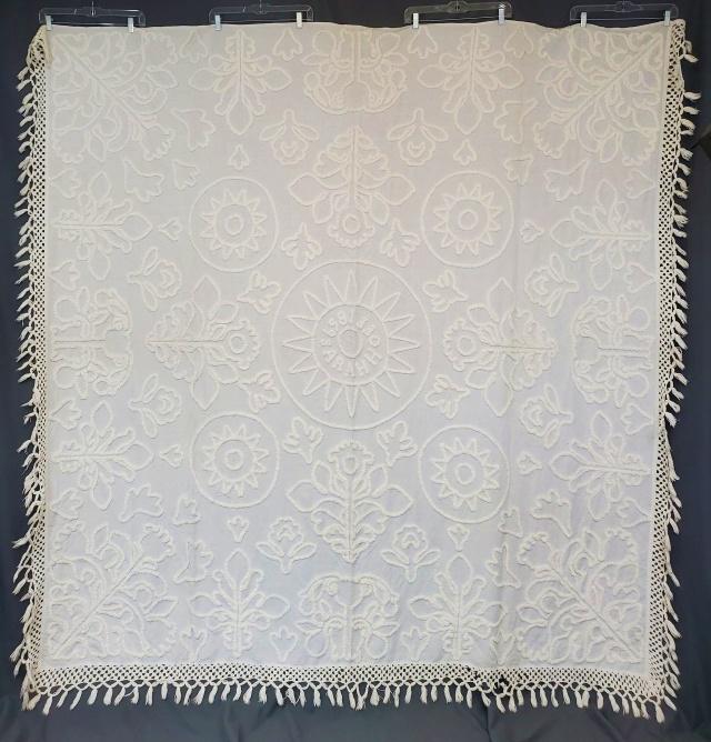 Antique Whitework Candlewick Bedspread 1859 (1 of 12)
