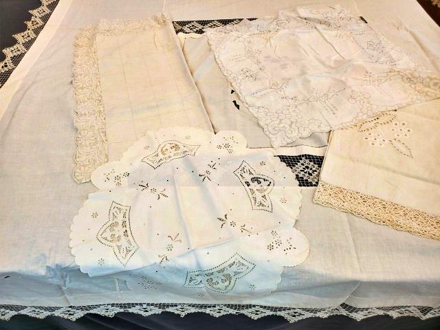 5 Vintage Tablecloths with Cutwork, Lace and more (1 of 20)