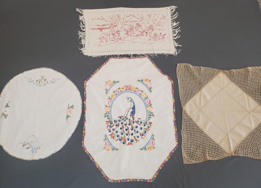 4 Unique Vintage Textiles Embroidered and Lace (1 of 8)