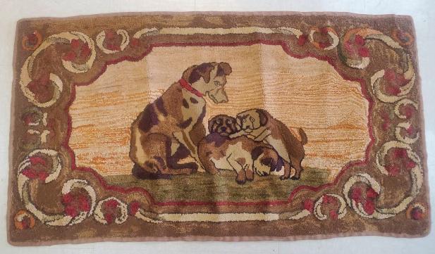Antique Folk Art Rug with Dogs (1 of 9)