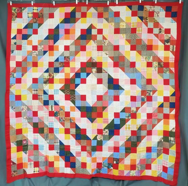 Antique Split Nine Patch Quilt Top C1890s