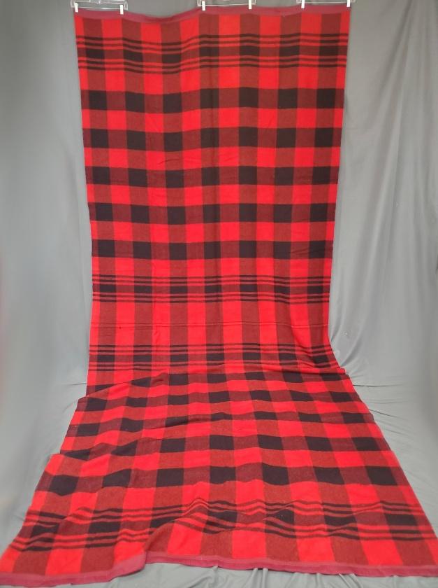 Vintage Wool Red Plaid Double Length Camp Blanket (1 of 7)