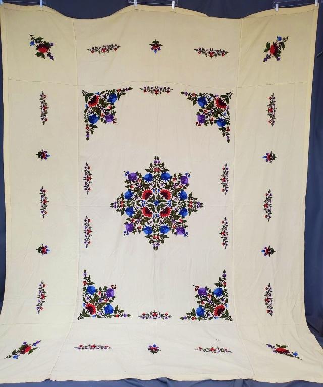 Vintage Ornately Tambour Embroidered Bedspread (1 of 12)