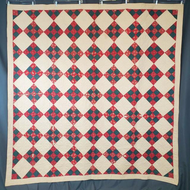Vintage On Point 9 Patch Quilt with Earlier Fabric (1 of 12)