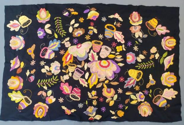 Vintage Silk Embroidery on Wool Textile (1 of 9)