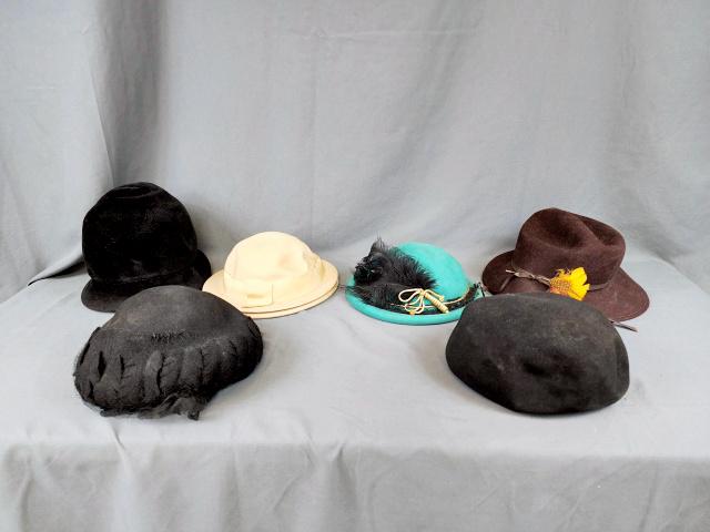 6 Vintage Wool Felt Hats - Cloche, Fedora (1 of 7)