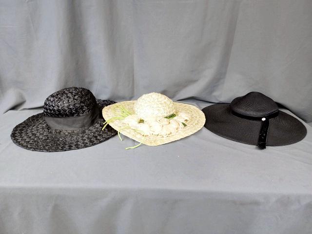 3 Floppy of Wide Brim Ladies Vintage Hats (1 of 15)