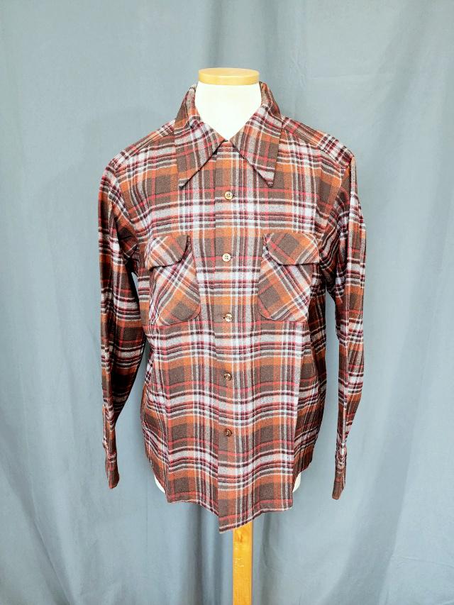 Vintage Men's Pendleton Brown Plaid Shirt - L (1 of 6)