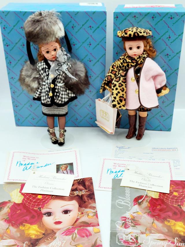 2 Madame Alexander Fashion Collection Platinum Dolls: 2 Madame Alexander Fashion Collection Platinum Dolls includes Coral and Leopard Cissette 22180 and Houndstooth Cissette 22190. Both with original paperwork and in original boxes. These dolls and items