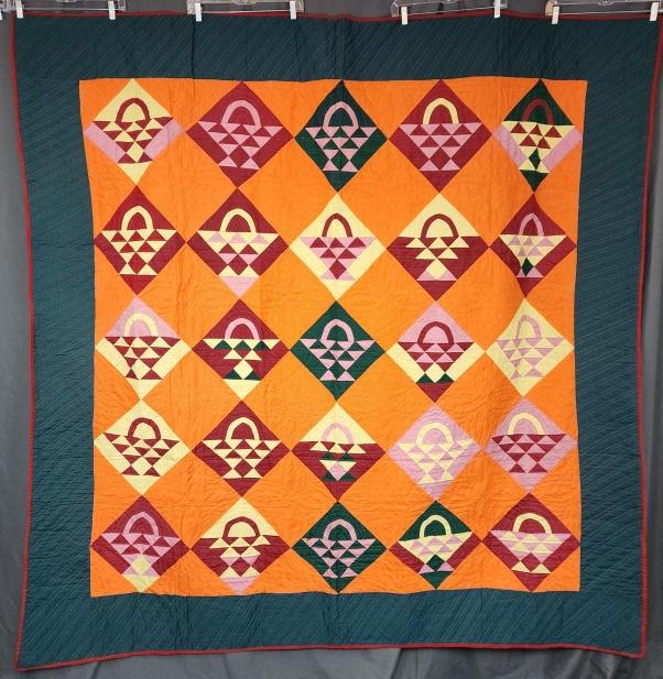Antique c1880s Mennonite Cherry Basket Quilt (1 of 10)