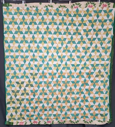 Vintage 1930s 6 Pointed Star Tied Quilt (1 of 7)