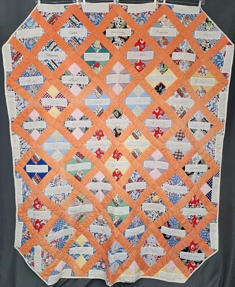 Vintage c1950s Signature 4 Patch Quilt (1 of 7)