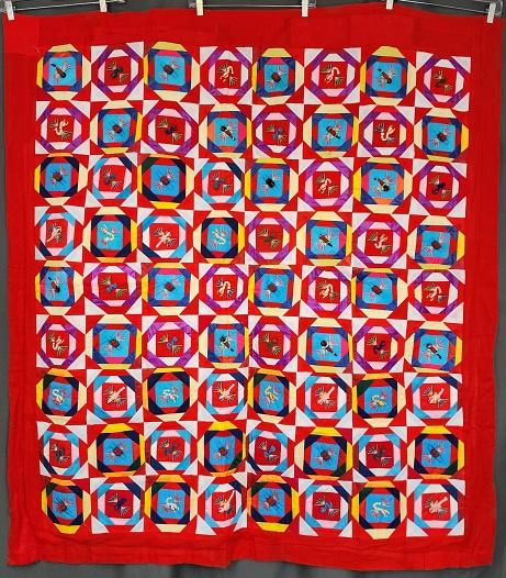 2 Sided Patchwork and Applique Quilt from China (1 of 12)