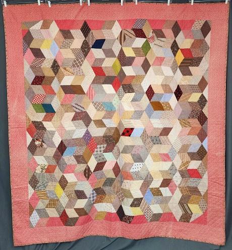 Antique c1880 Tumbling Blocks Charm Quilt (1 of 11)