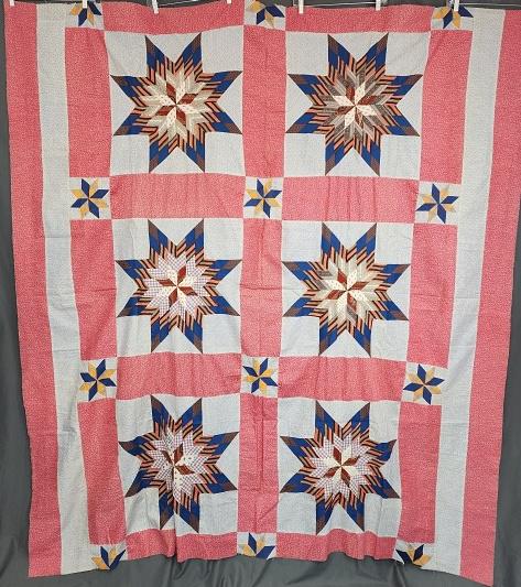 Antique c1890 Blazing Stars Quilt Top (1 of 9)