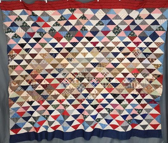 Antique c1890 Scrappy Triangle Quilt Top (1 of 10)