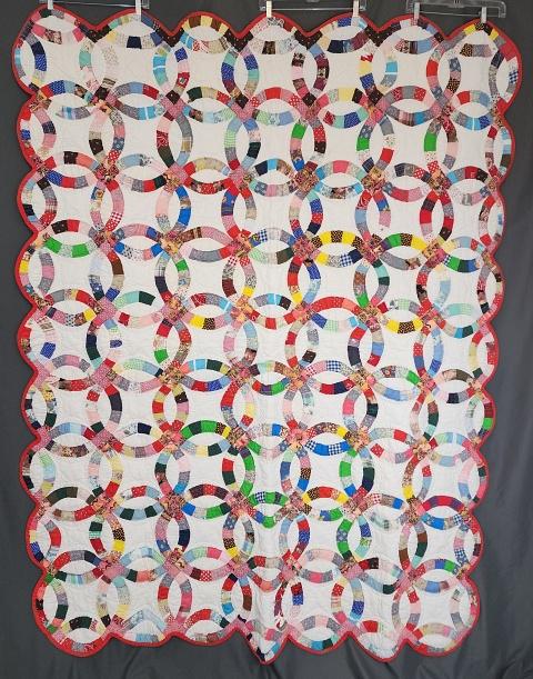 Vintage c1970 Double Wedding Ring Quilt (1 of 8)