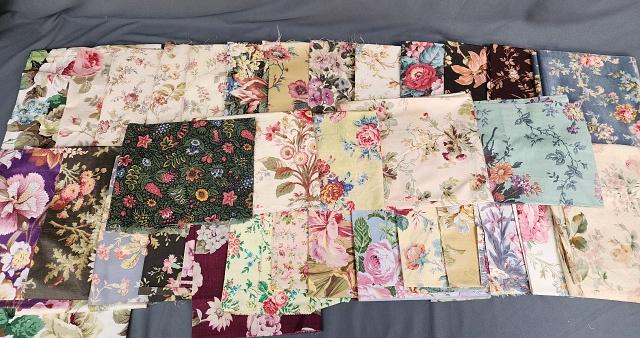 32 Antique & Vintage Floral Fabric Samples - Group 1 (1 of 13)