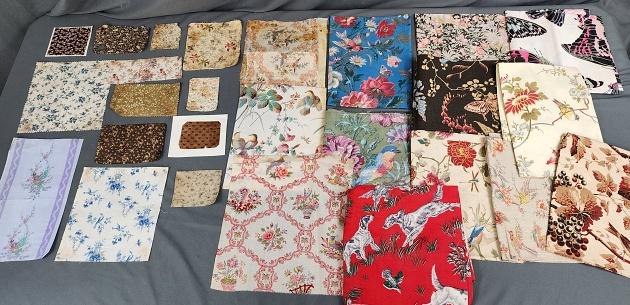 25 Vintage Fabric Samples Birds Butterflies (1 of 15)