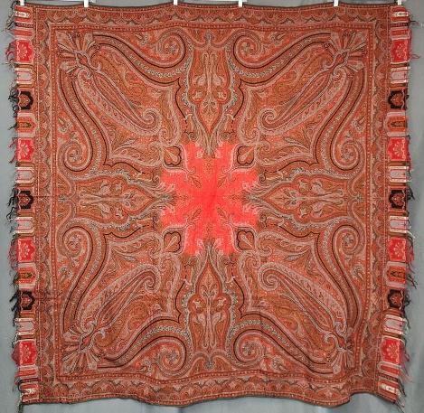 Antique 19th c. Wool Paisley Shawl - Star Center Field (1 of 8)