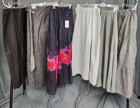 6 Vintage Ladies Skirts - Armani - Ralph Lauren - DKNY: 6 Vintage Ladies Skirts. Includes a black virgin wool pencil skirt, size 16, has two front zippers, unbranded, in good condition; a black denim Ralph Lauren wrap skirt, size 10, in good condition; a g