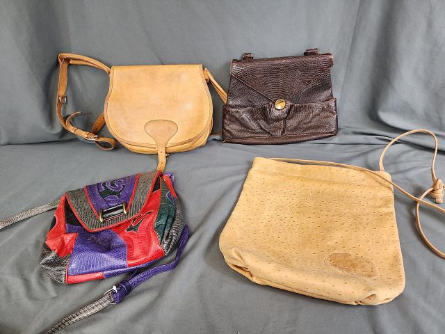 4 Vintage Leather Handbags, Purses (1 of 14)