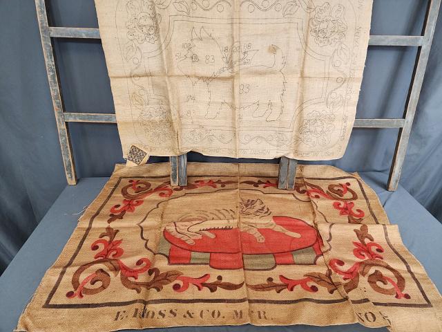 2 Vintage Hook Rug Cloths - Animals (1 of 9)