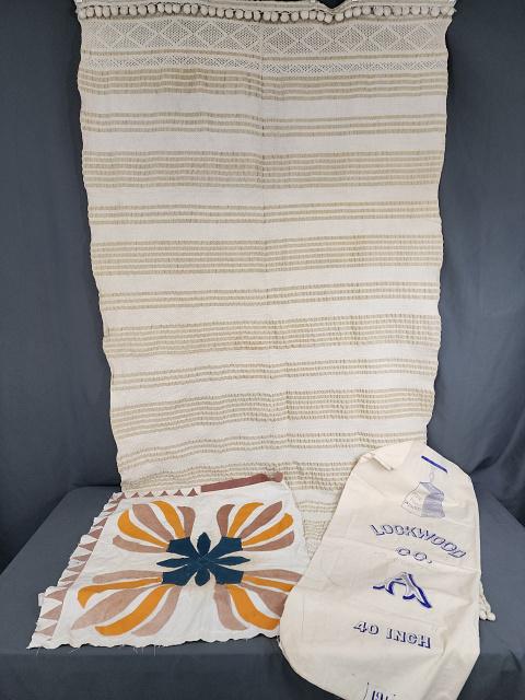 3 Antique Textiles: Quilt Block, Plisse, Lockwood Fabric (1 of 15)
