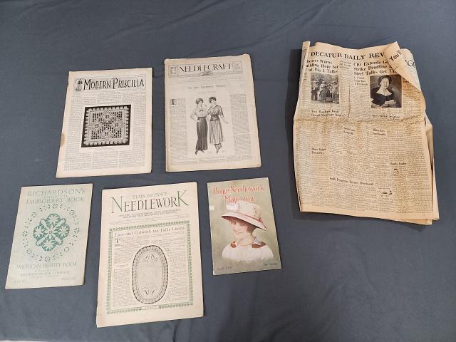 Antique Needlework Ephemera & More: Antique Needlework Ephemera & More. Includes Richardson's Complete Embroidery Book Number 9, 1916; a Modern Priscilla from Boston, MA, September 1900, has oxidation in the staples; a Needlecraft Augus