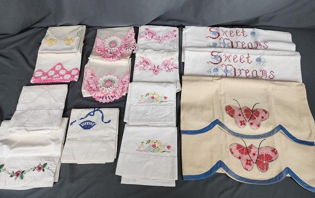 Group of 16 Vintage Pillow Cases-Embroidered (1 of 14)