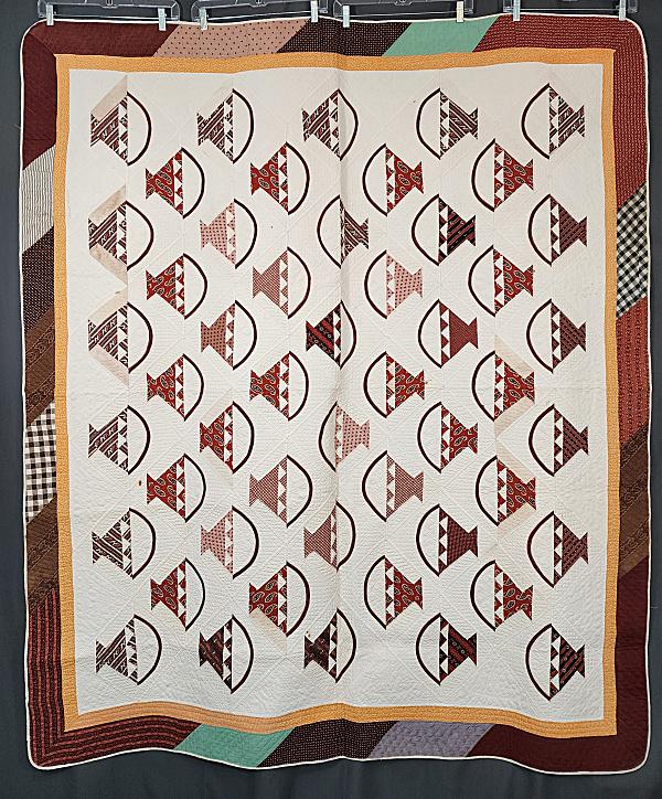 Antique c1870 Basket Block Quilt (1 of 15)