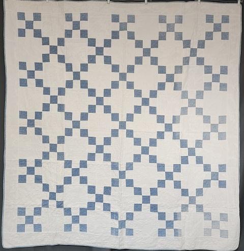 Vintage Blue & White Nine Patch Quilt (1 of 7)