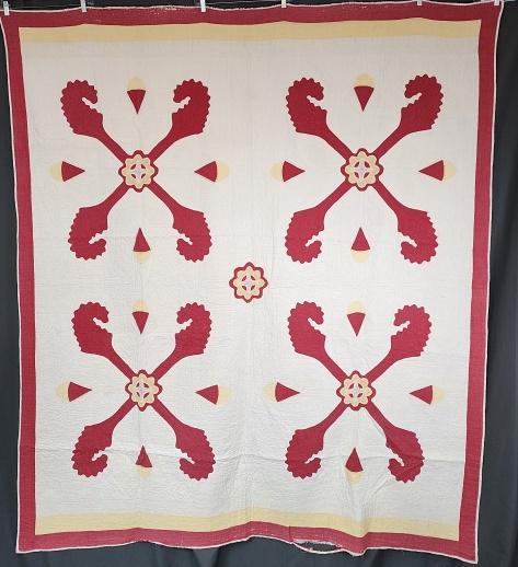 Antique c1900 Princess Feather Variation Quilt (1 of 11)