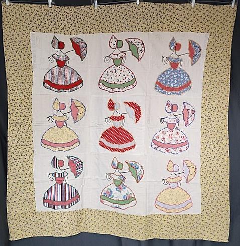 Vintage c1940 Colonial Ladies Quilt (1 of 12)