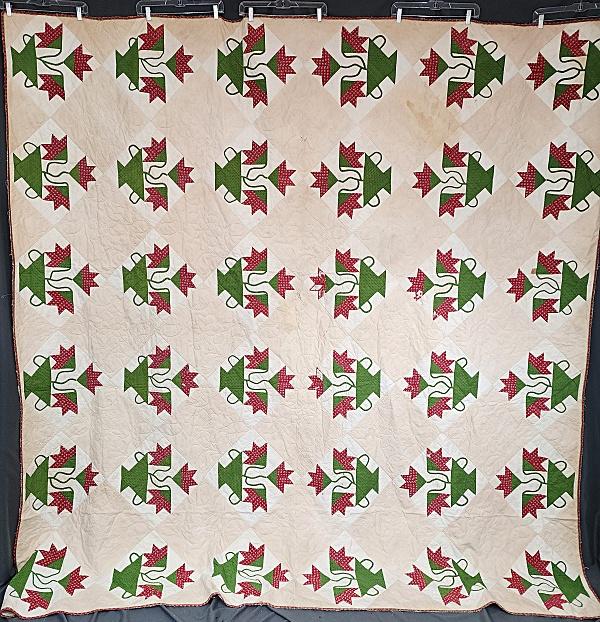 Antique c1860 Tulip in Vase Quilt (1 of 16)