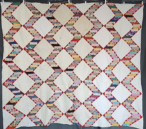 Vintage c1940 Streak of Lightning Quilt Top (1 of 12)