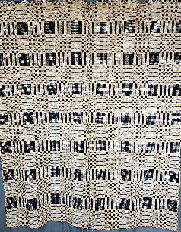 Antique 19th Century Geometric Woven Coverlet (1 of 8)