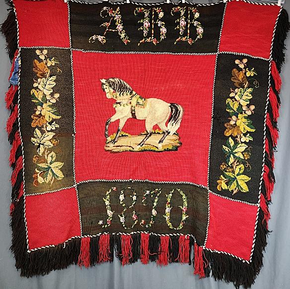 Antique 1870 Knitted and Embroidered Blanket (1 of 13)