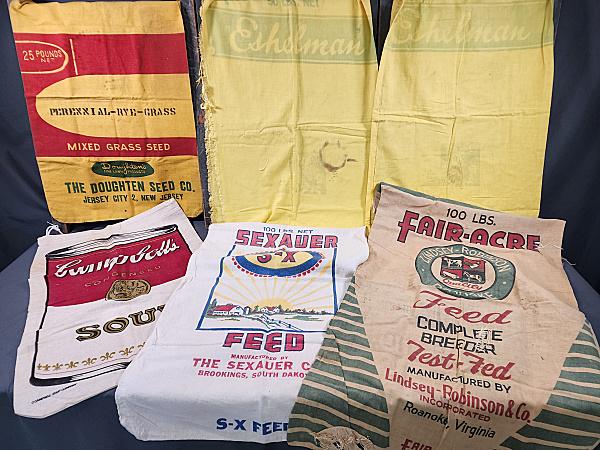 6 Antique Advertising Feedsack Bags with Colors (1 of 16)
