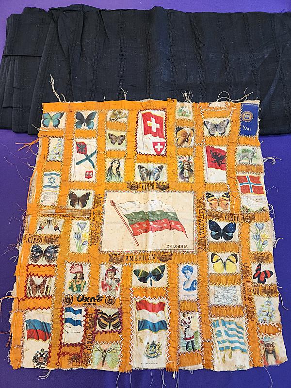 Vintage Black Cotton Fabric with Cigarette Silks (1 of 10)