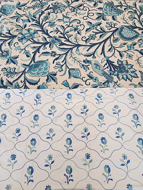 2 Vintage Crewel Embroidered Home Decorator Fabrics (1 of 12)