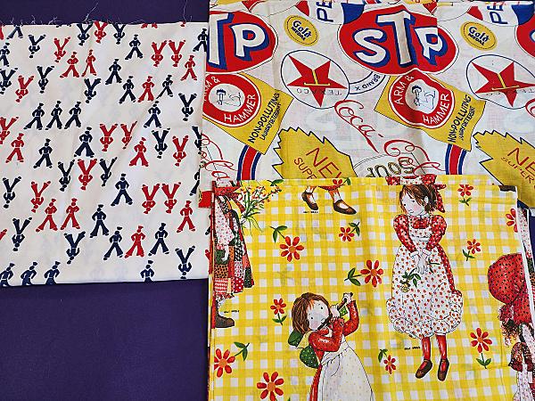 3 Vintage 1970 Fabrics - Holly Hobbie, Advertising, more (1 of 9)