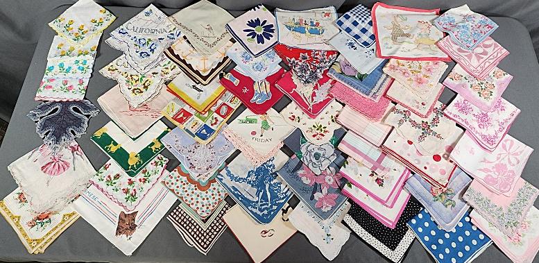 100 Vintage Printed Handkerchiefs (1 of 14)